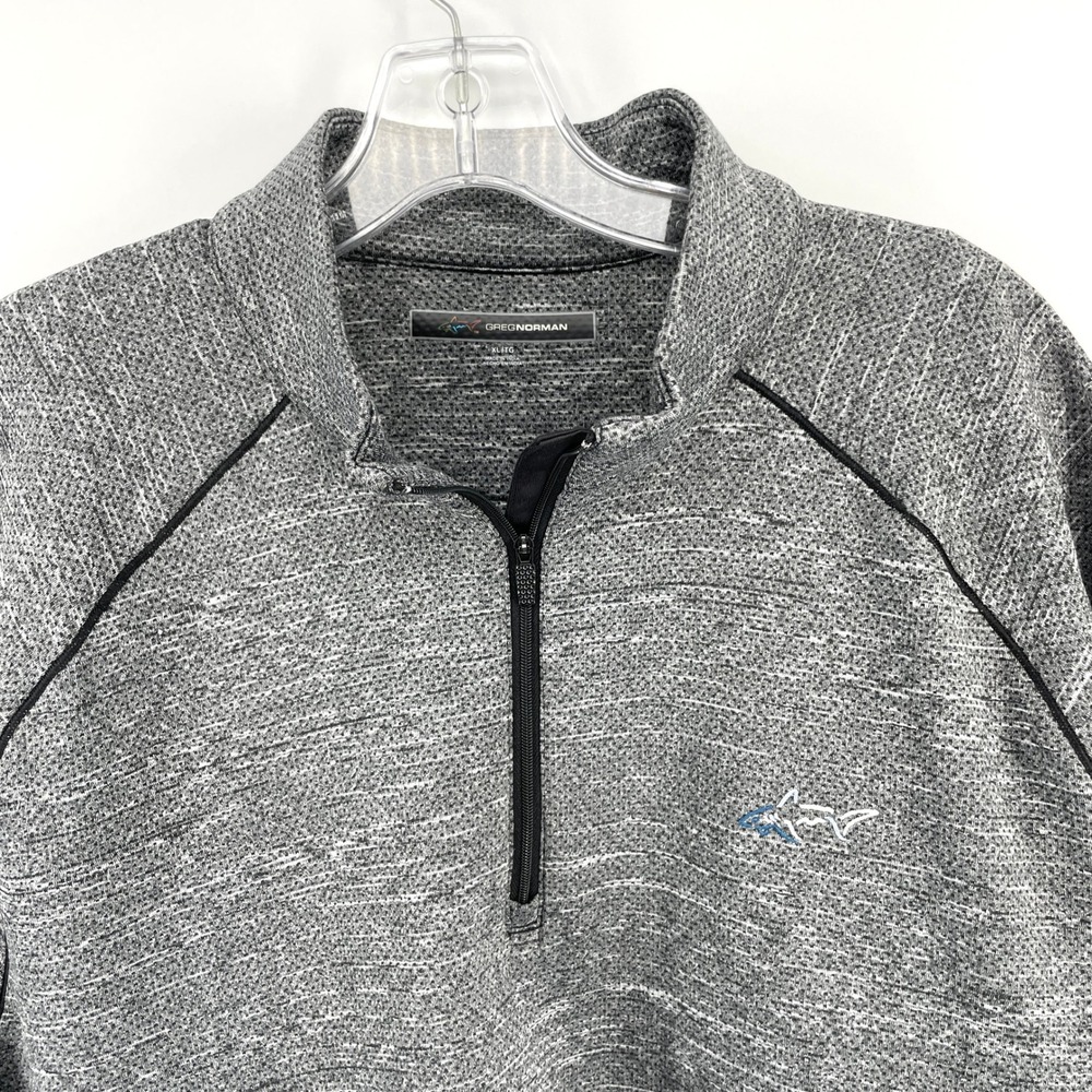 Greg Norman Mens XL 1/4 Zip Pullover Sweater Gray Heather Performance Golf